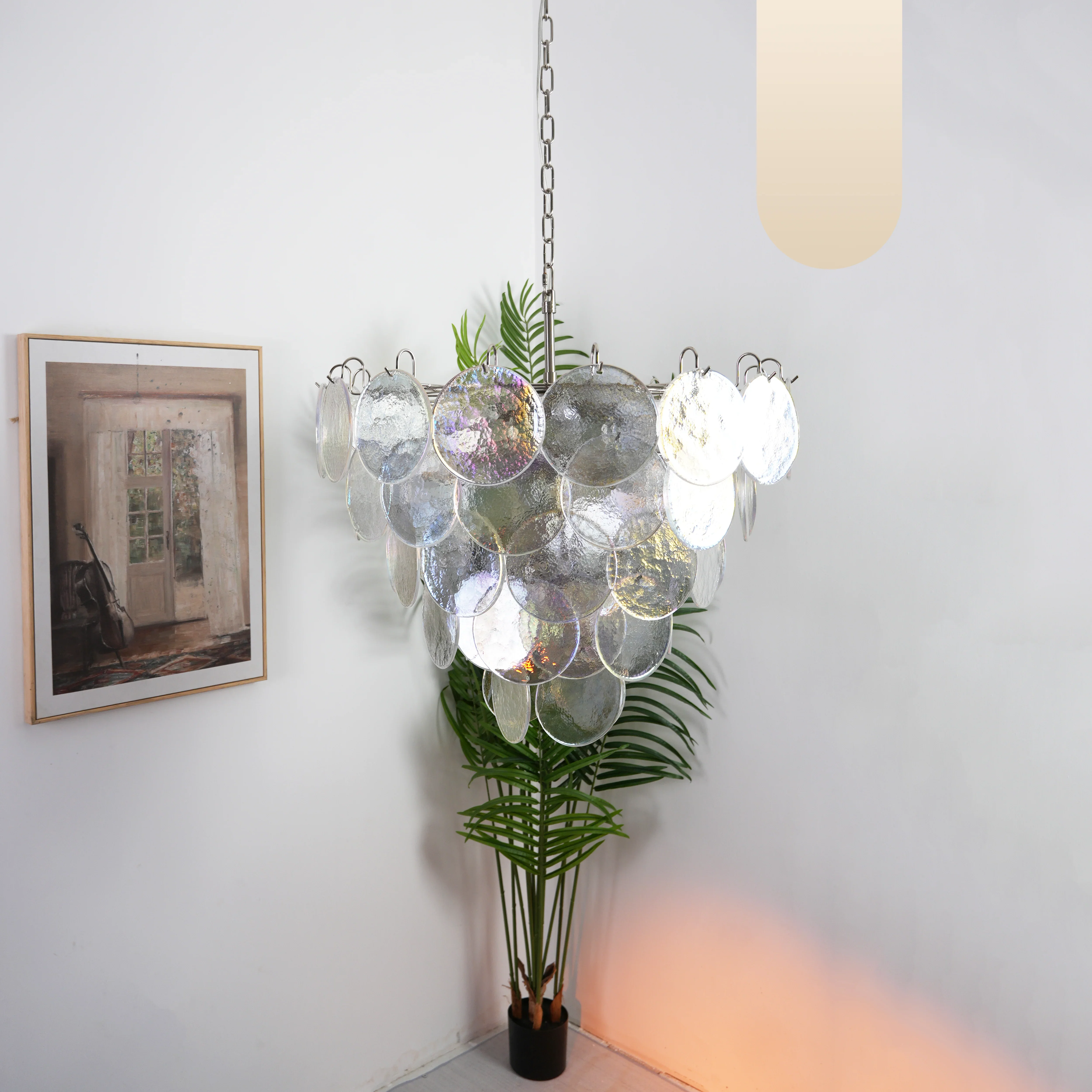 Elegant Murano Disc Iridescent Chandelier - Image 23