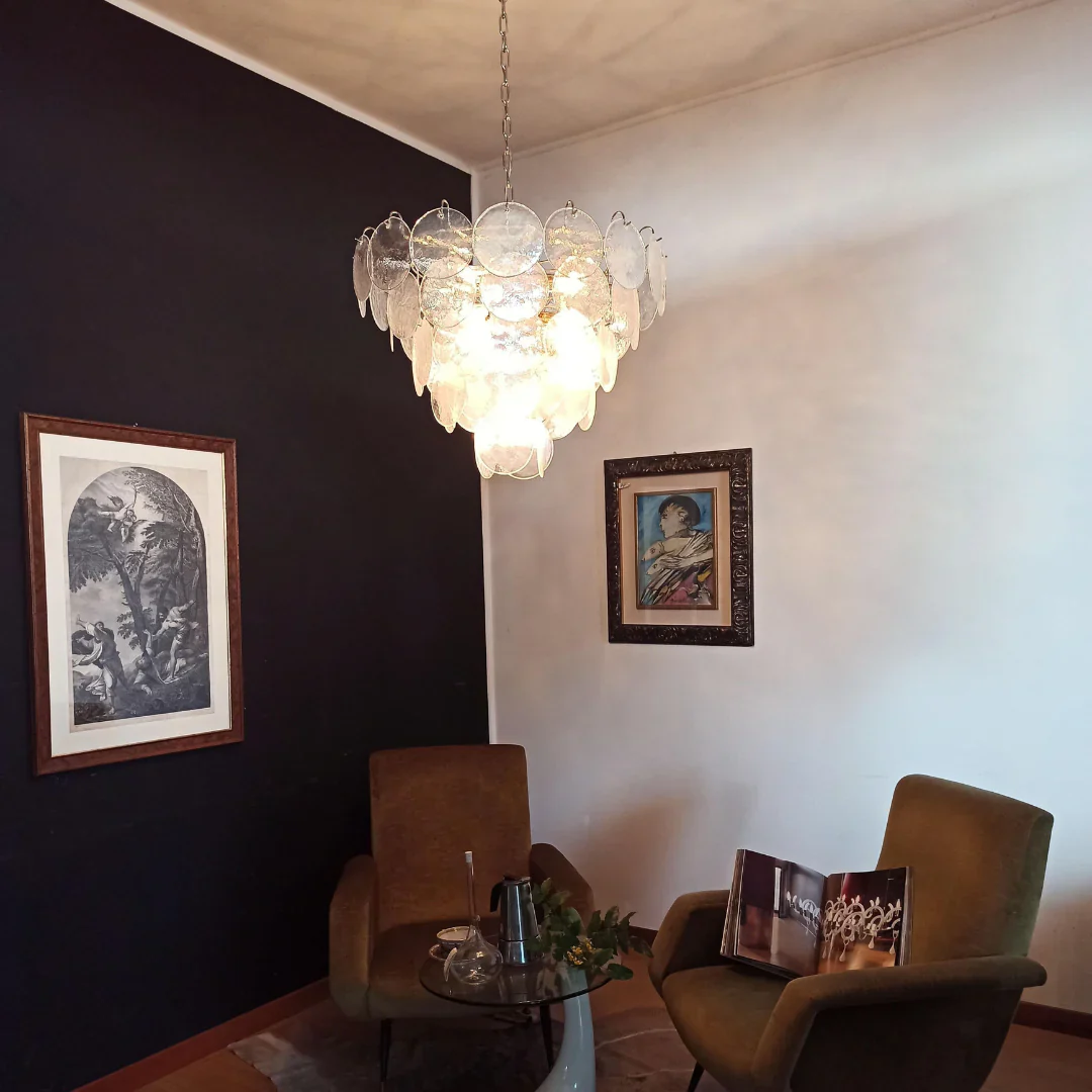 Elegant Murano Disc Iridescent Chandelier - Image 4