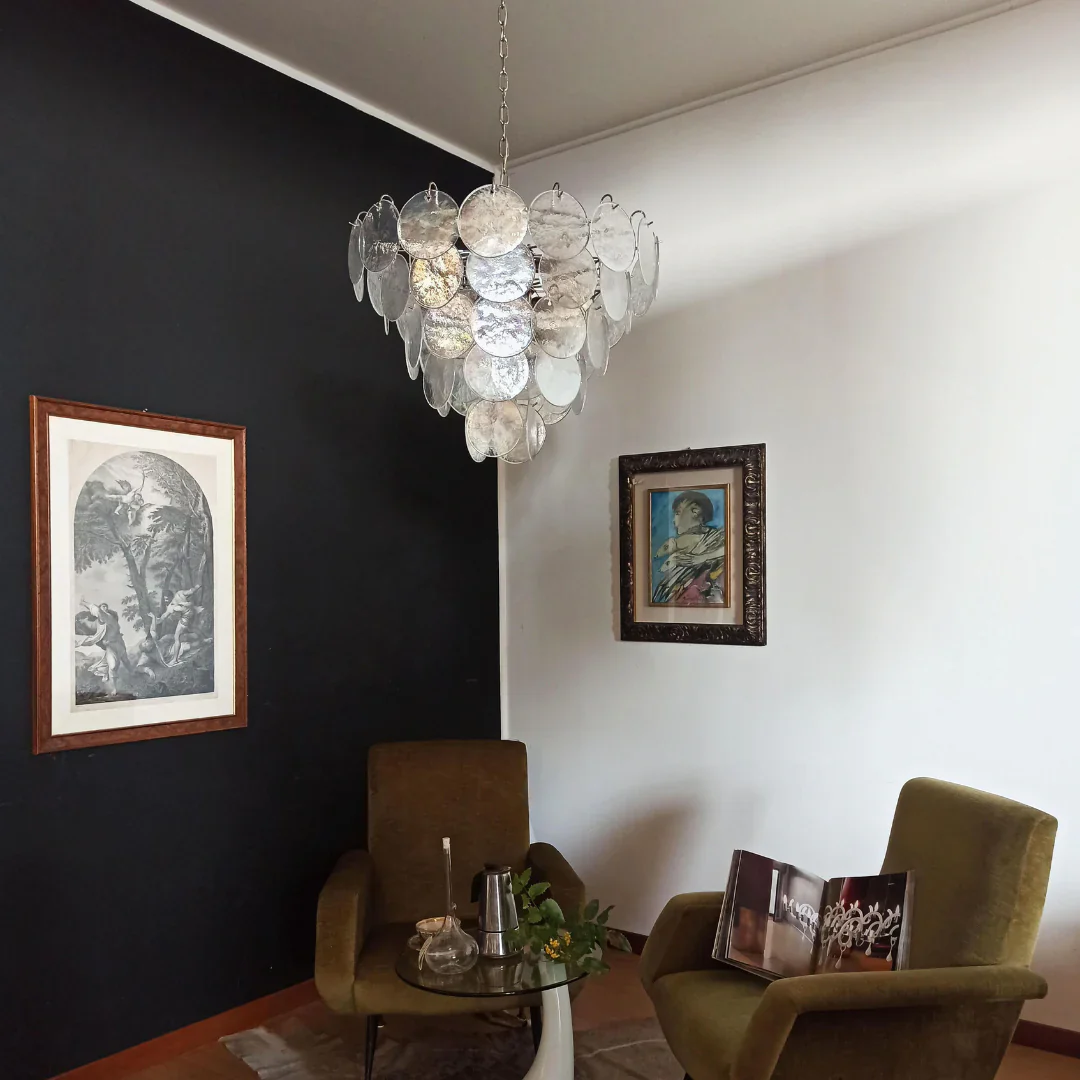 Elegant Murano Disc Iridescent Chandelier - Image 5