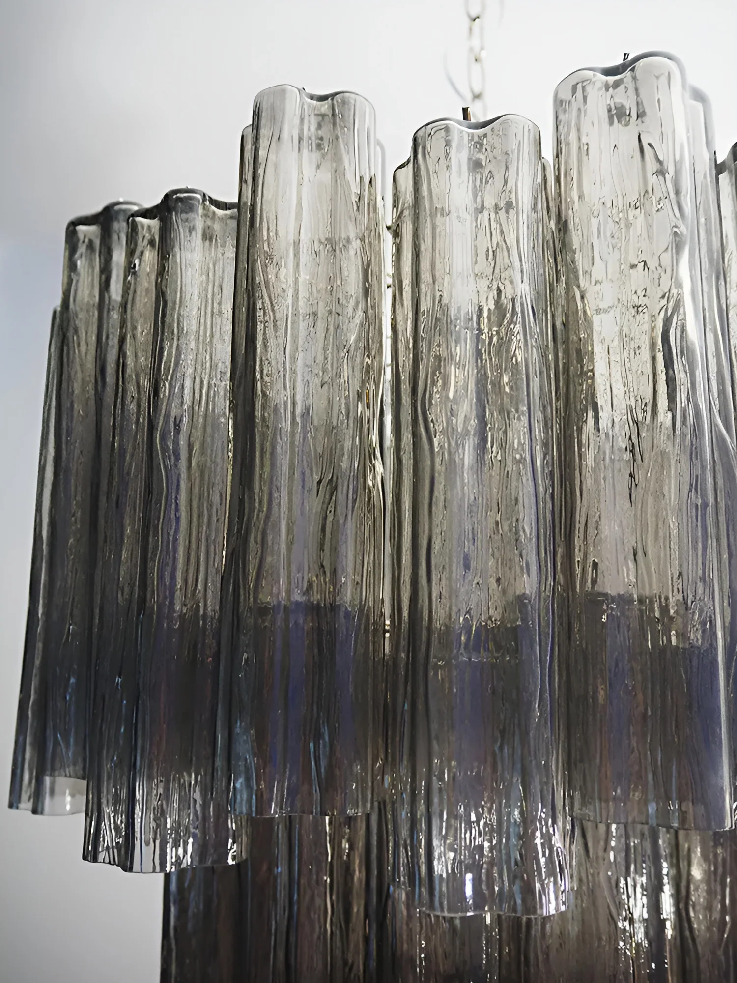 Elegant Smoke Murano Glass Tube Chandelier - Image 15