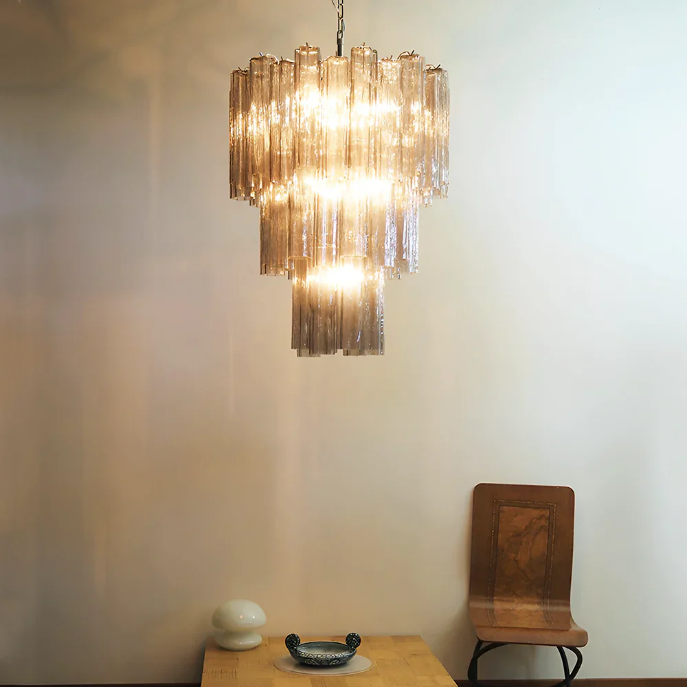 Elegant Smoke Murano Glass Tube Chandelier - Image 2