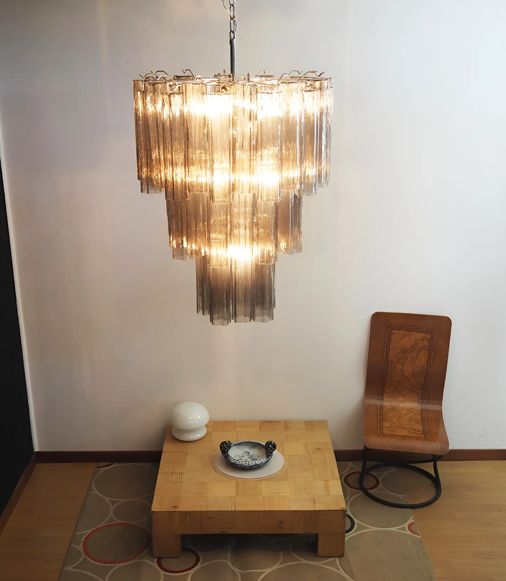 Elegant Smoke Murano Glass Tube Chandelier - Image 3