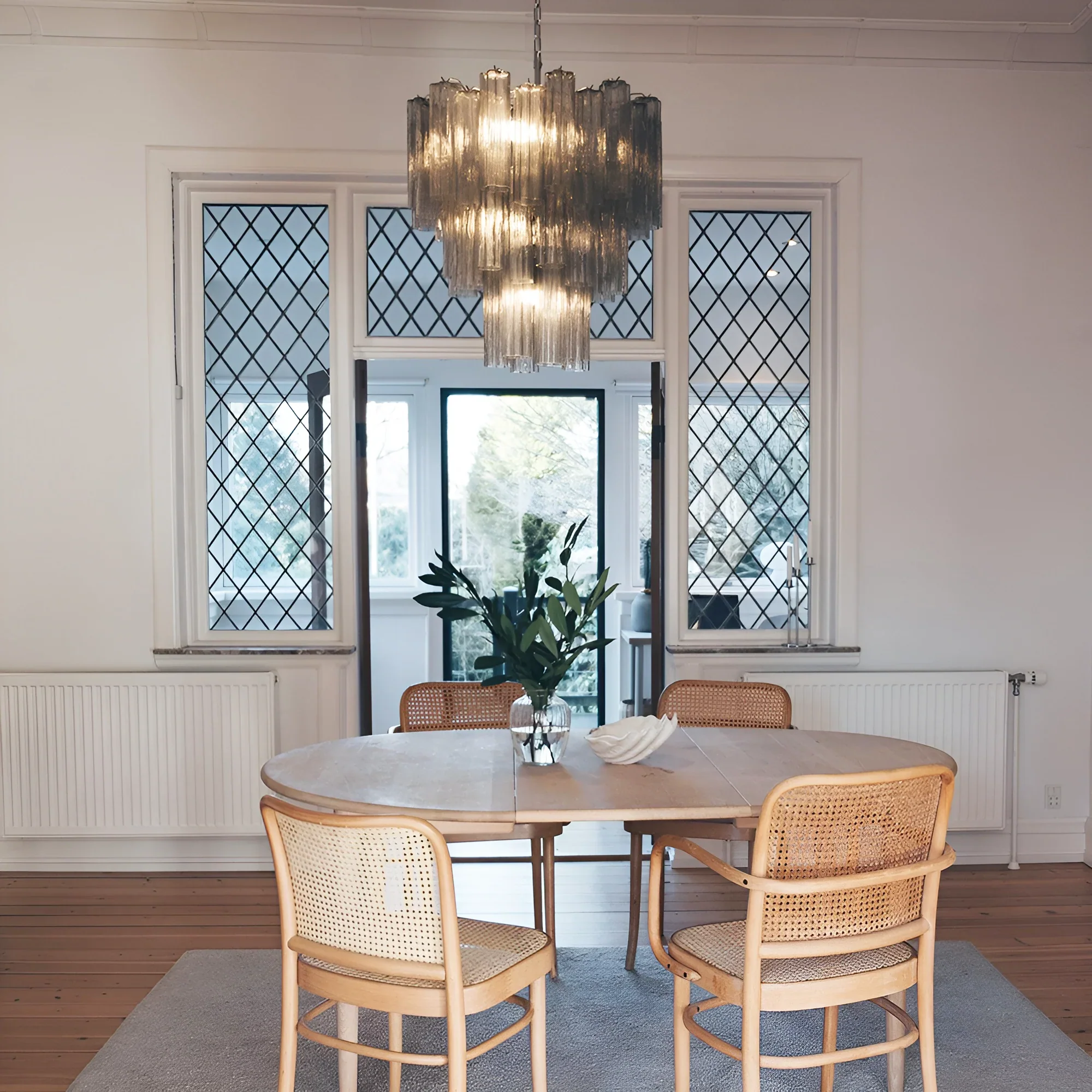 Elegant Smoke Murano Glass Tube Chandelier - Image 4