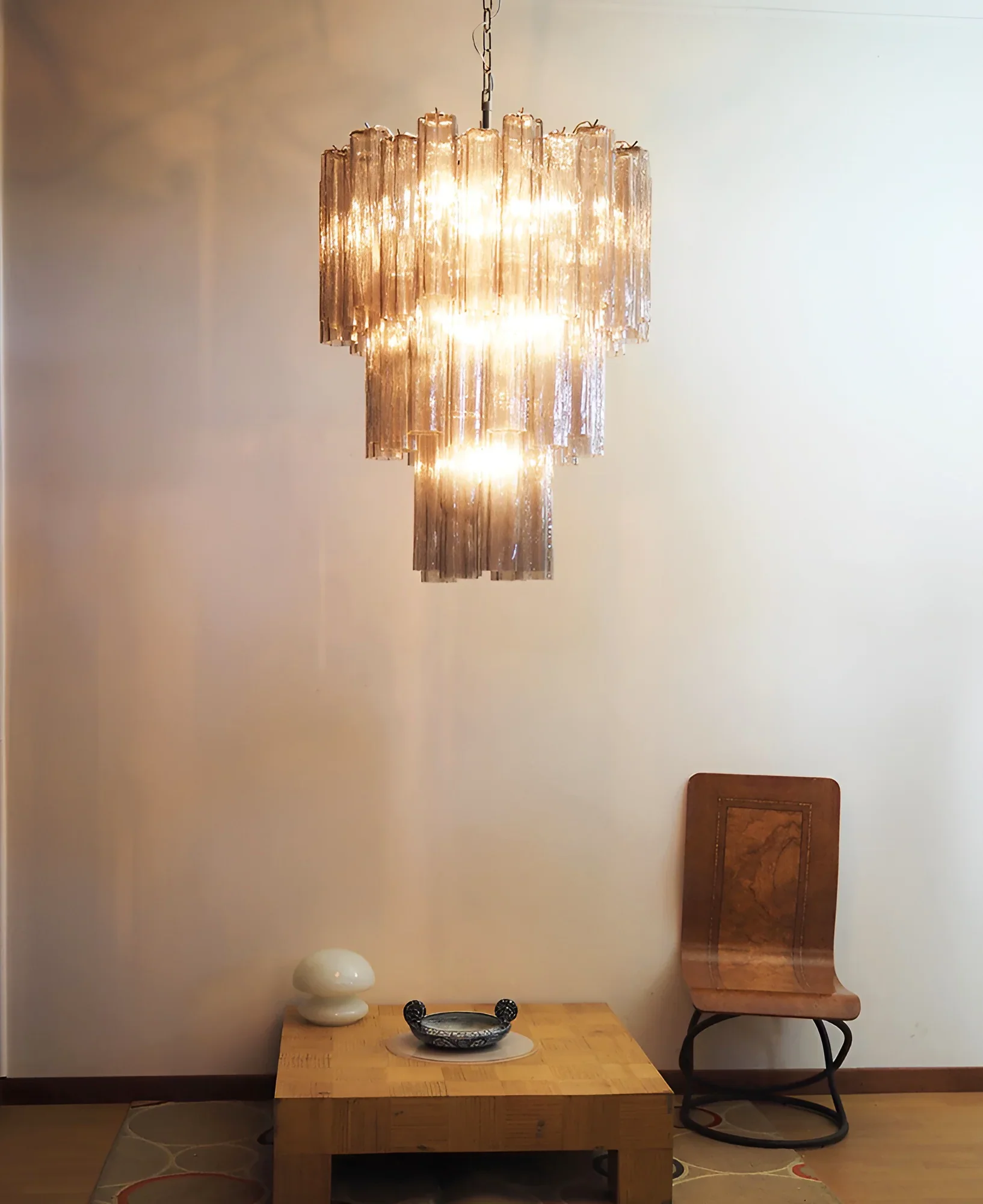 Elegant Smoke Murano Glass Tube Chandelier - Image 5