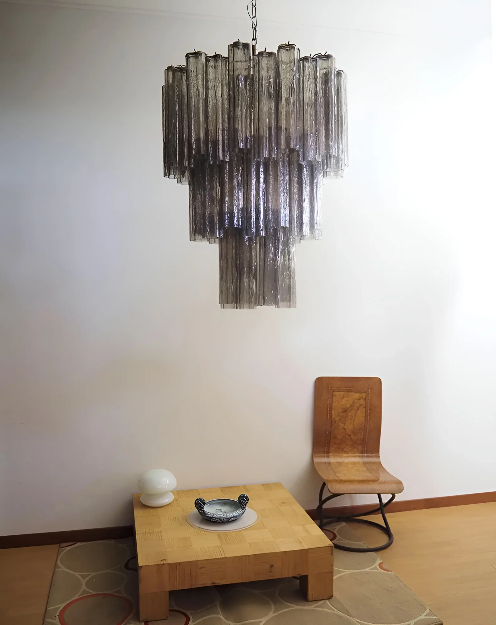 Elegant Smoke Murano Glass Tube Chandelier - Image 6