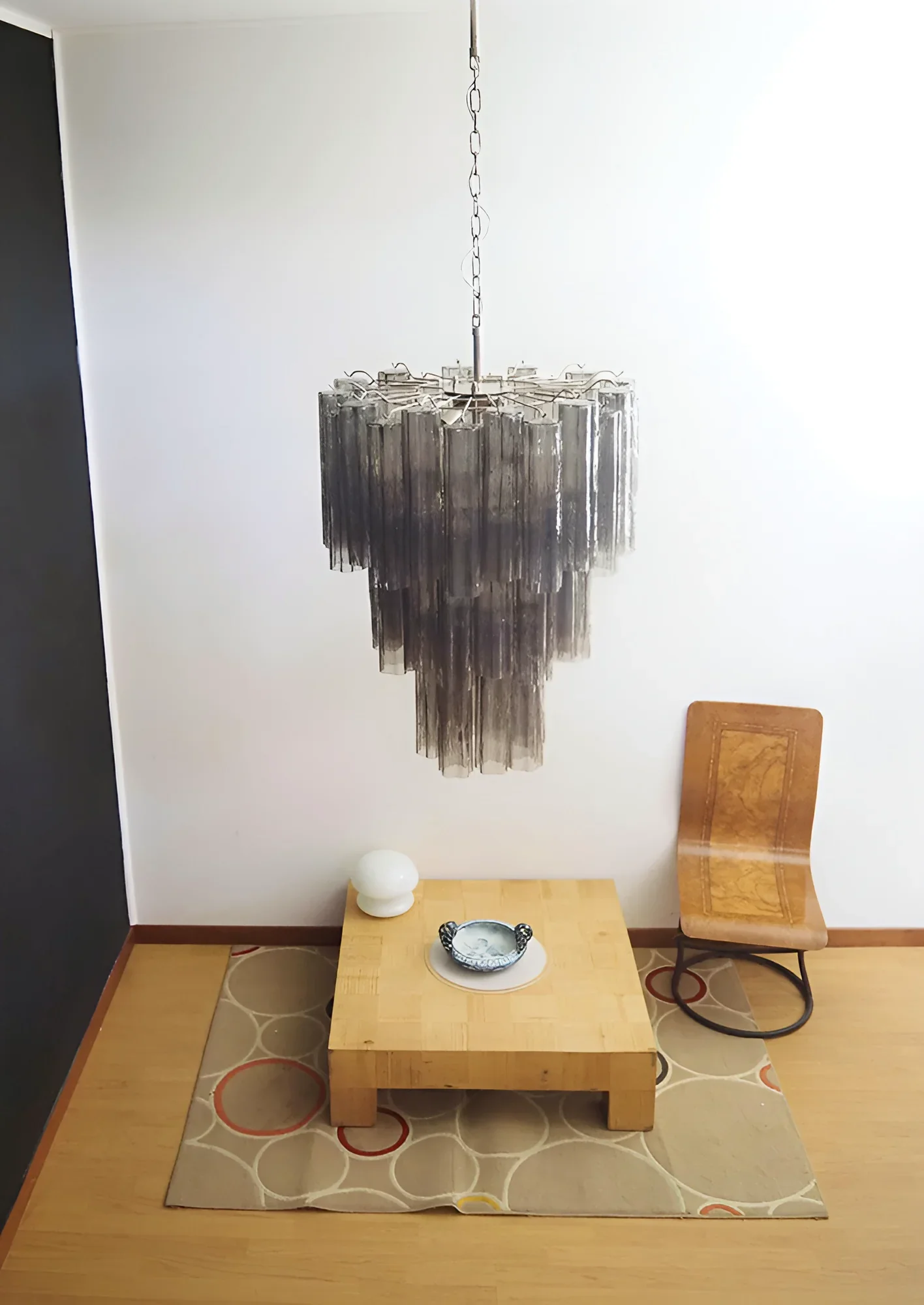 Elegant Smoke Murano Glass Tube Chandelier - Image 9
