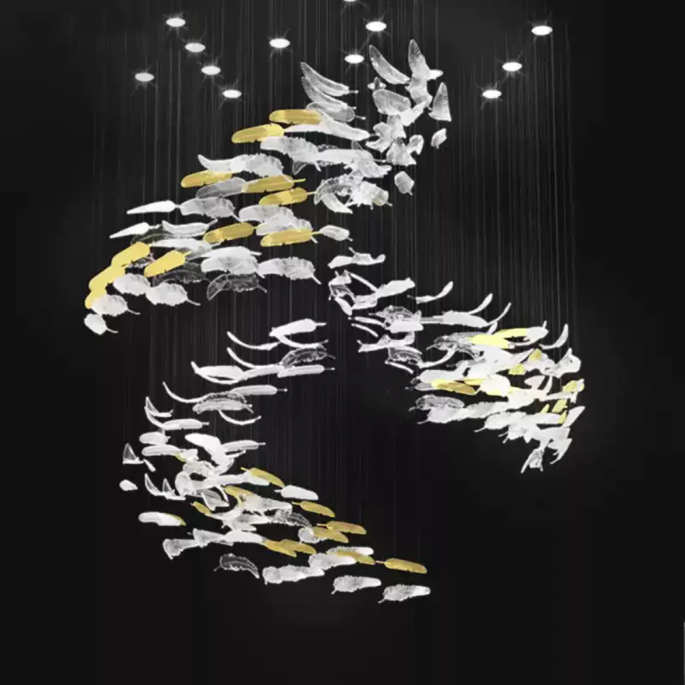 Feather Handblown Glass Chandelier - Image 3