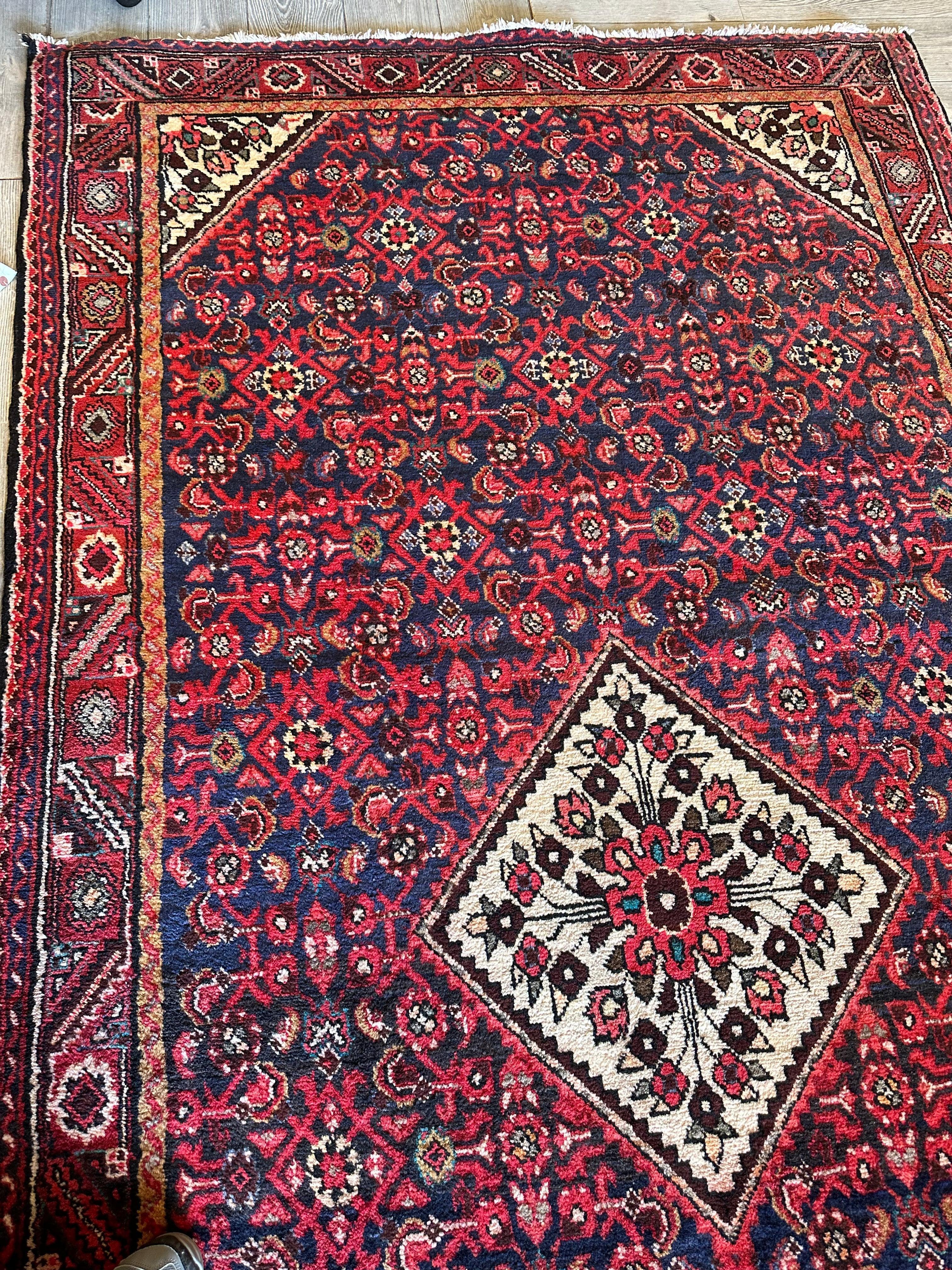 Fine Vintage Zagheh Persian Area Rug 10'4'' x 5'5'' - Image 6