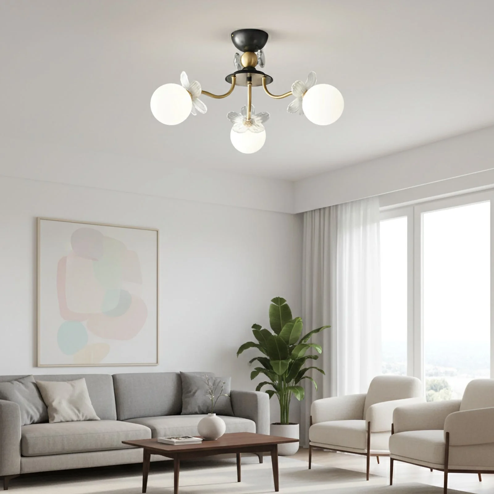 Floral Petal Globe Chandelier - Image 3