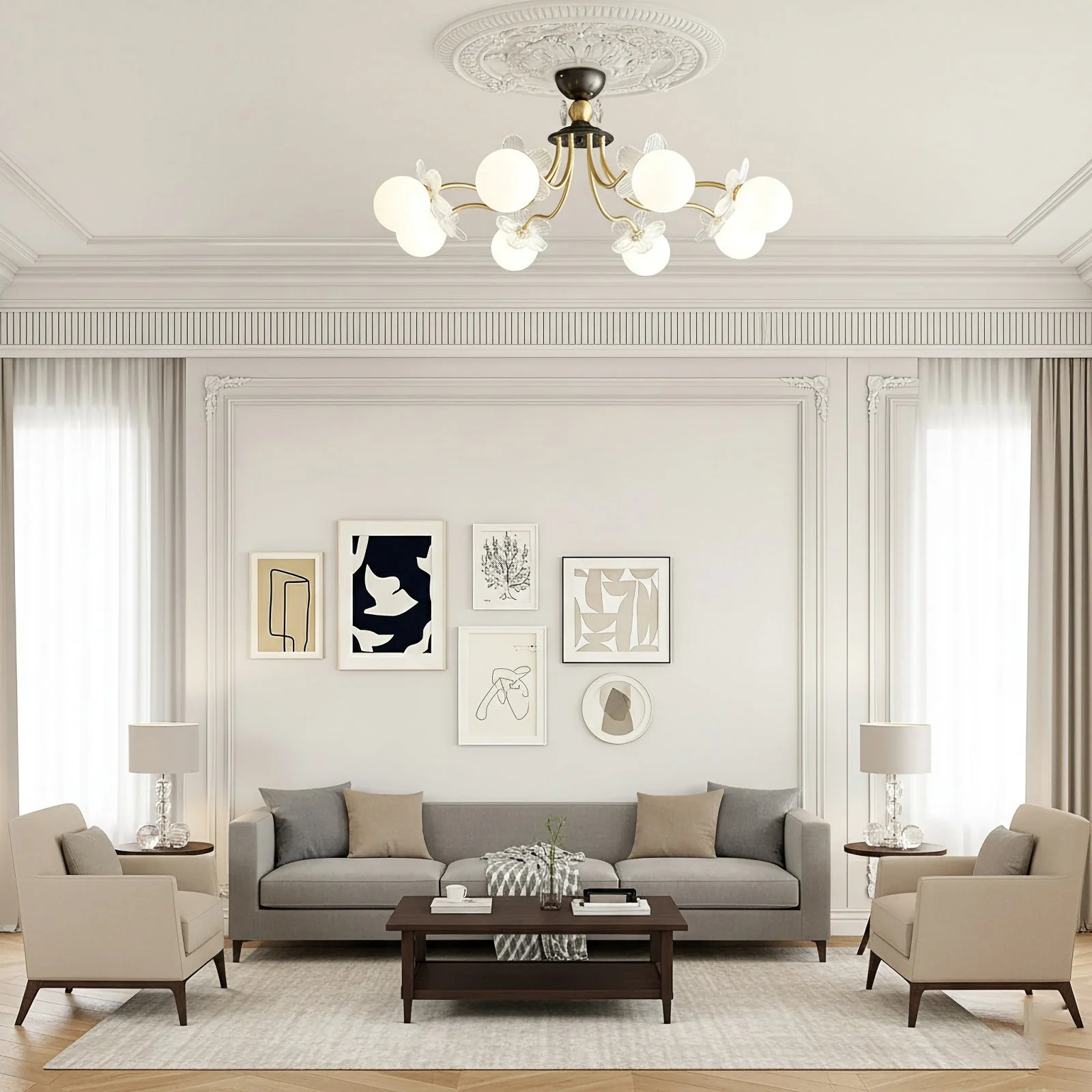 Floral Petal Globe Chandelier - Image 7