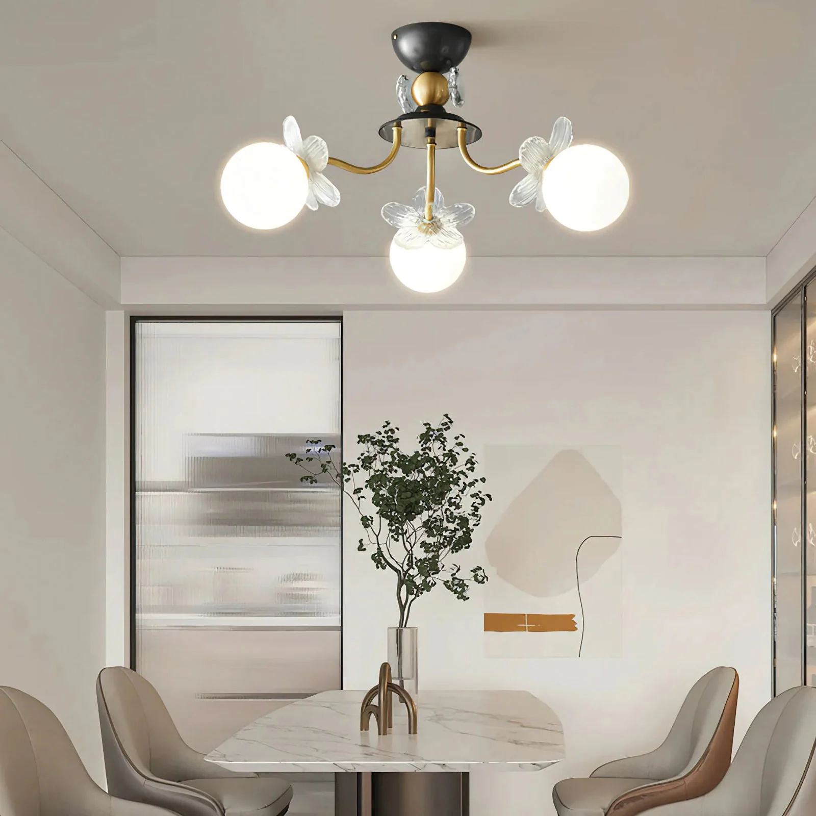 Floral Petal Globe Chandelier - Image 8