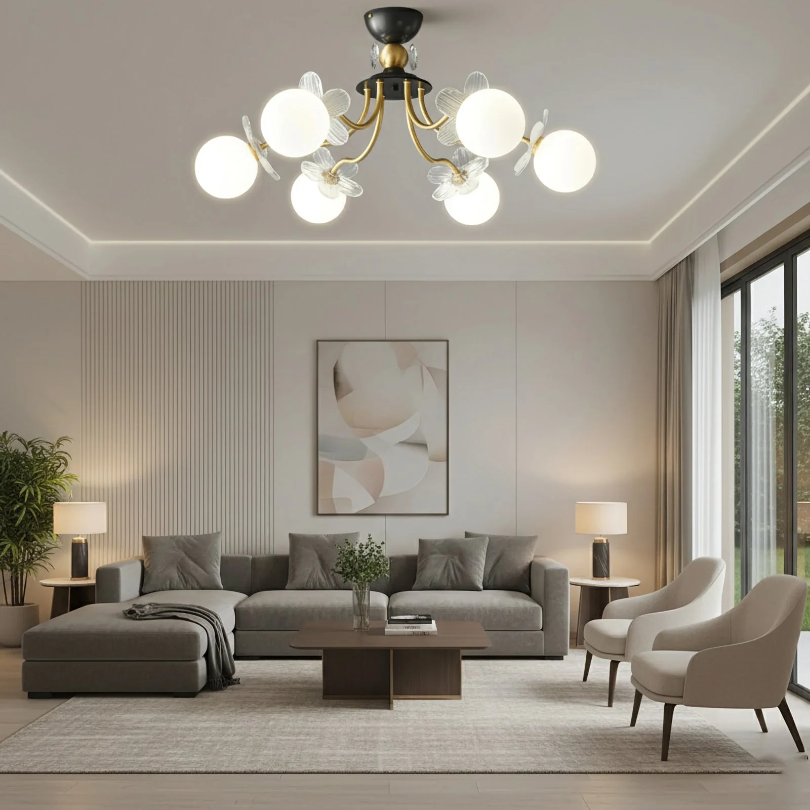 Floral Petal Globe Chandelier - Image 9