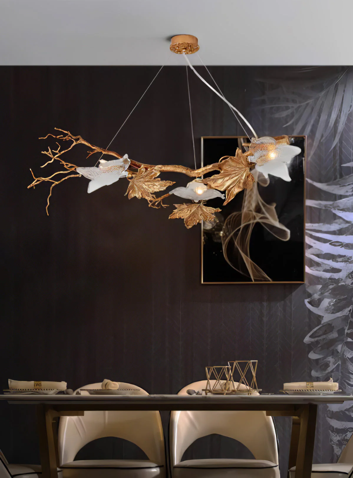 Folio Branch Brass Chandelier - Image 12