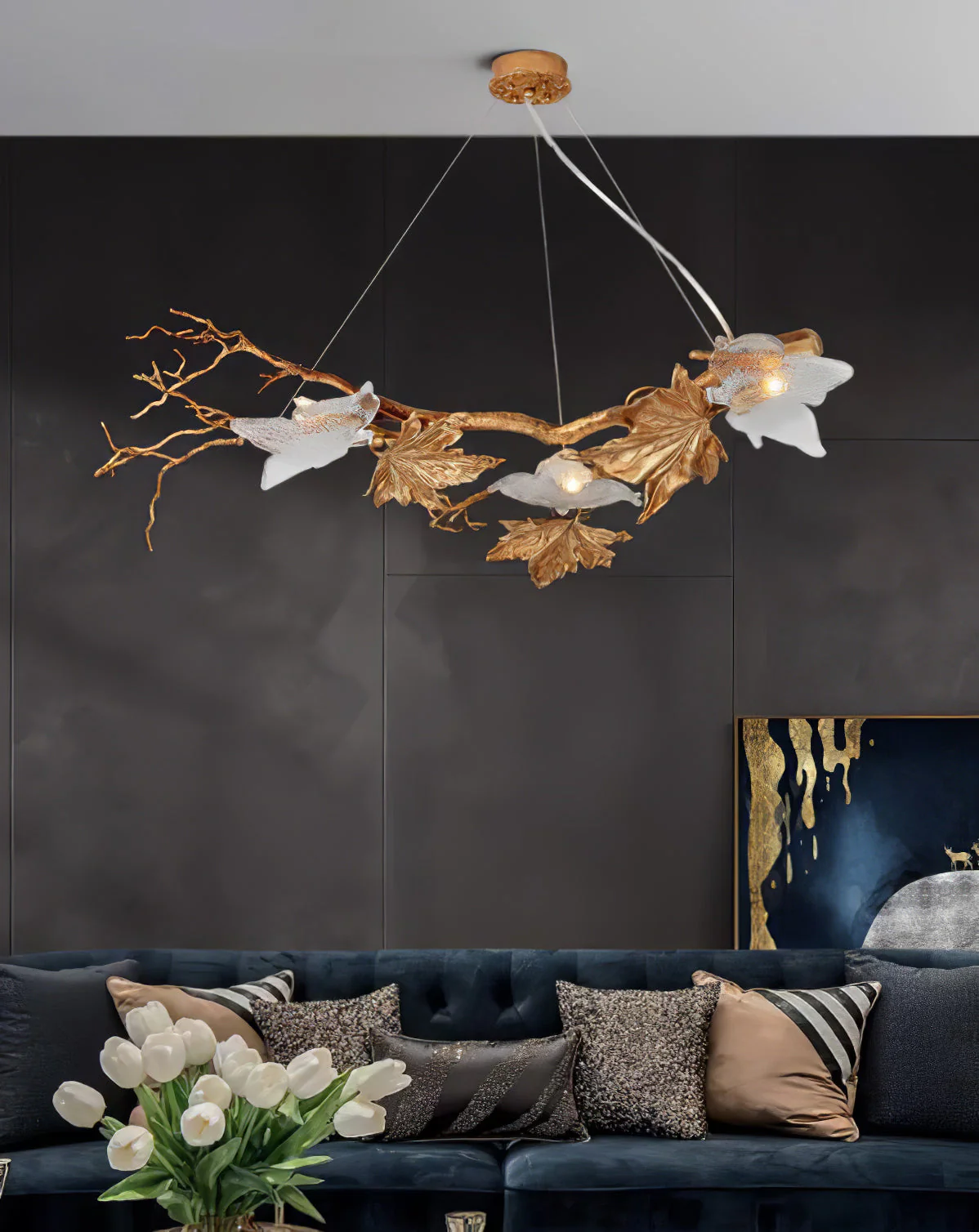 Folio Branch Brass Chandelier - Image 13