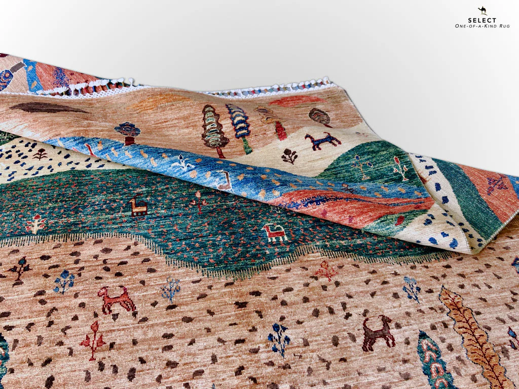Folklore Gabbeh pch/blue 5x7 - Image 6