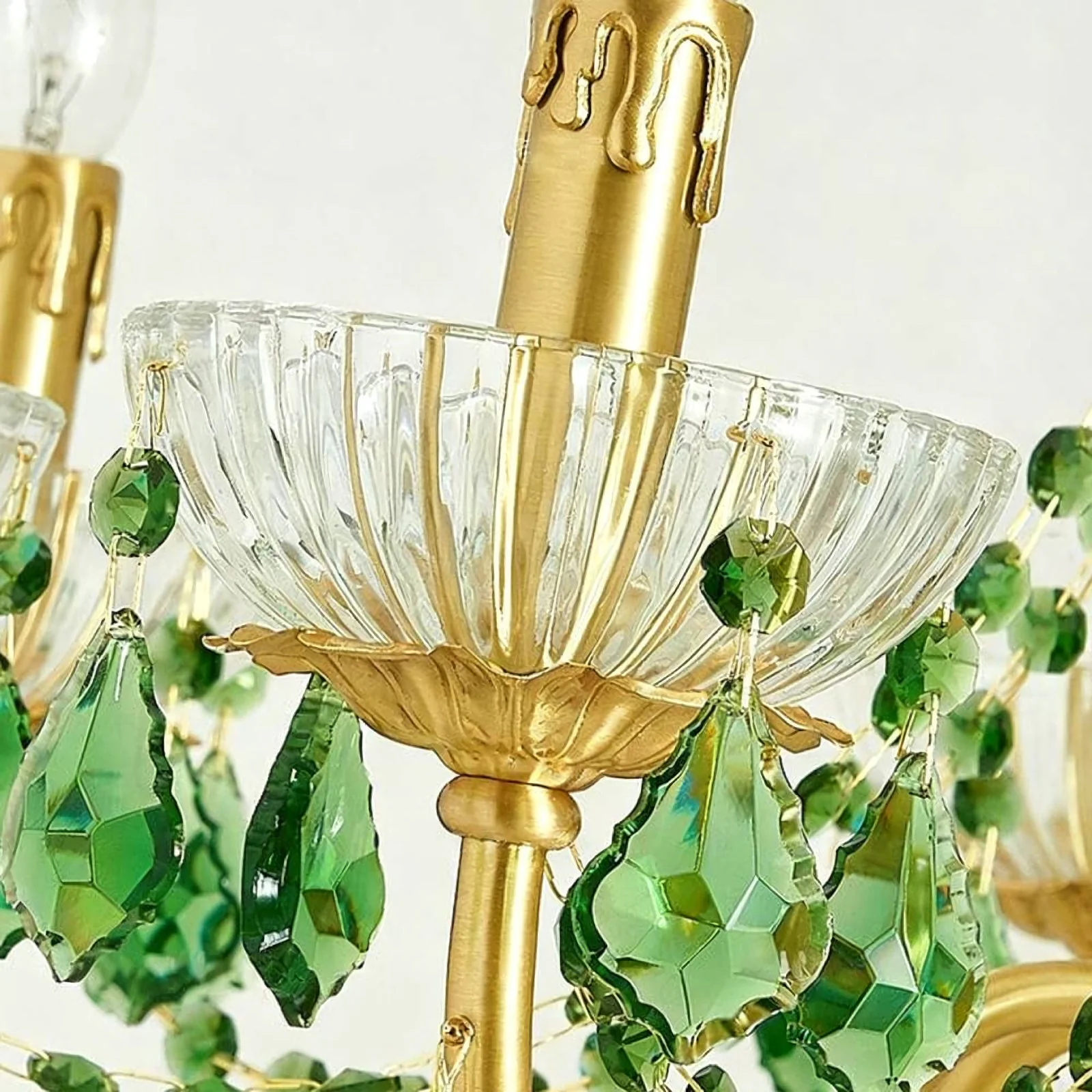 French Retro Green Crystal Chandelier - Image 10