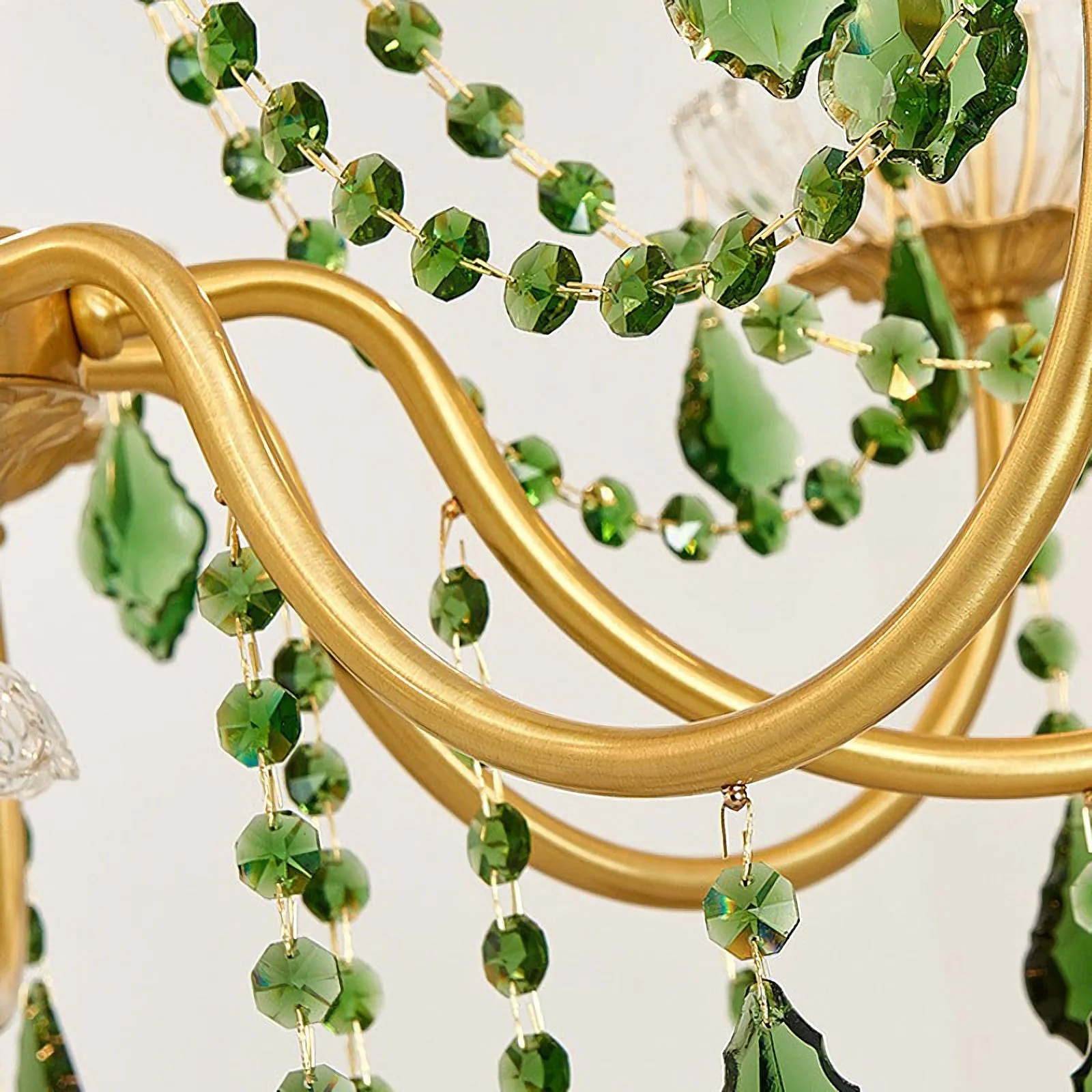French Retro Green Crystal Chandelier - Image 11