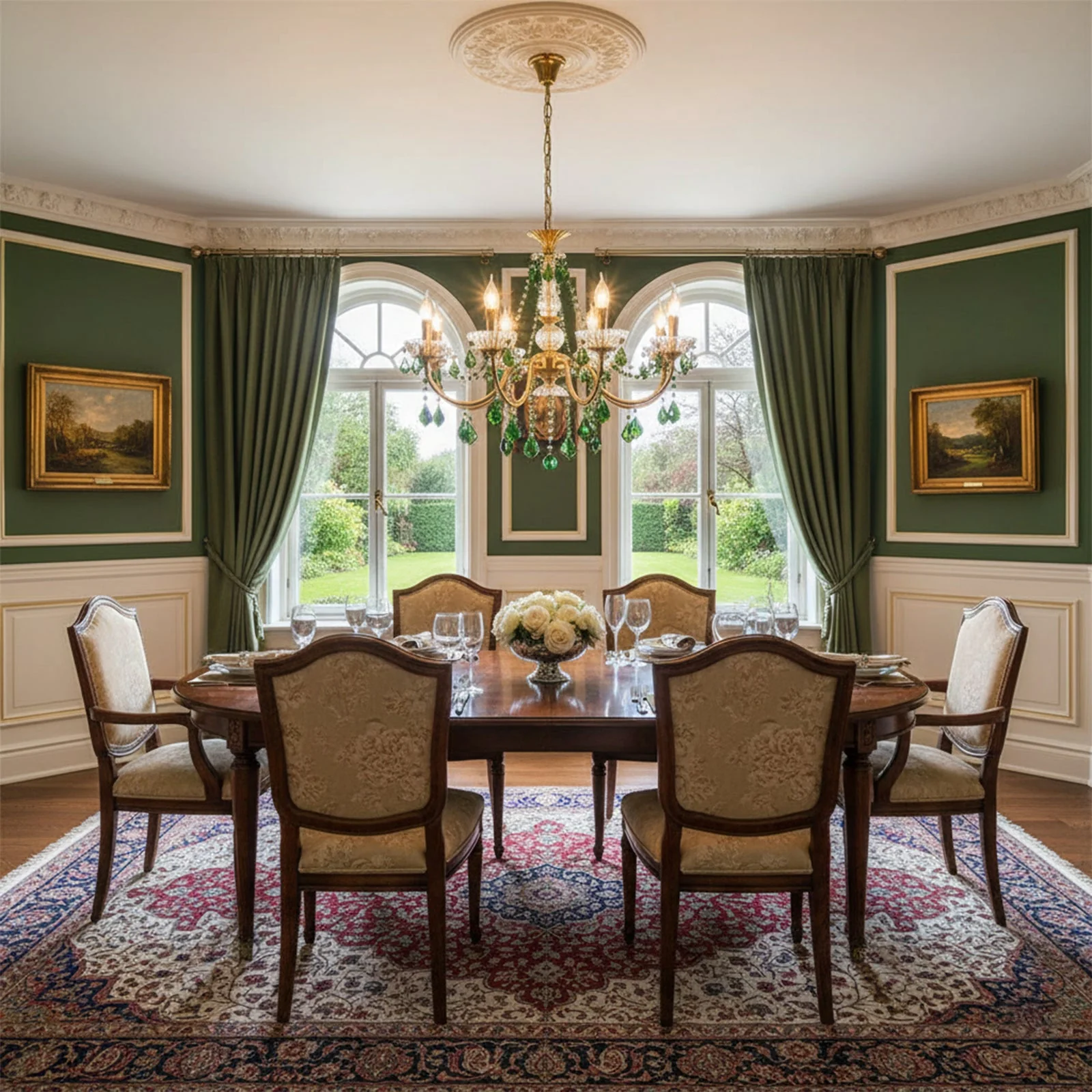 French Retro Green Crystal Chandelier - Image 5
