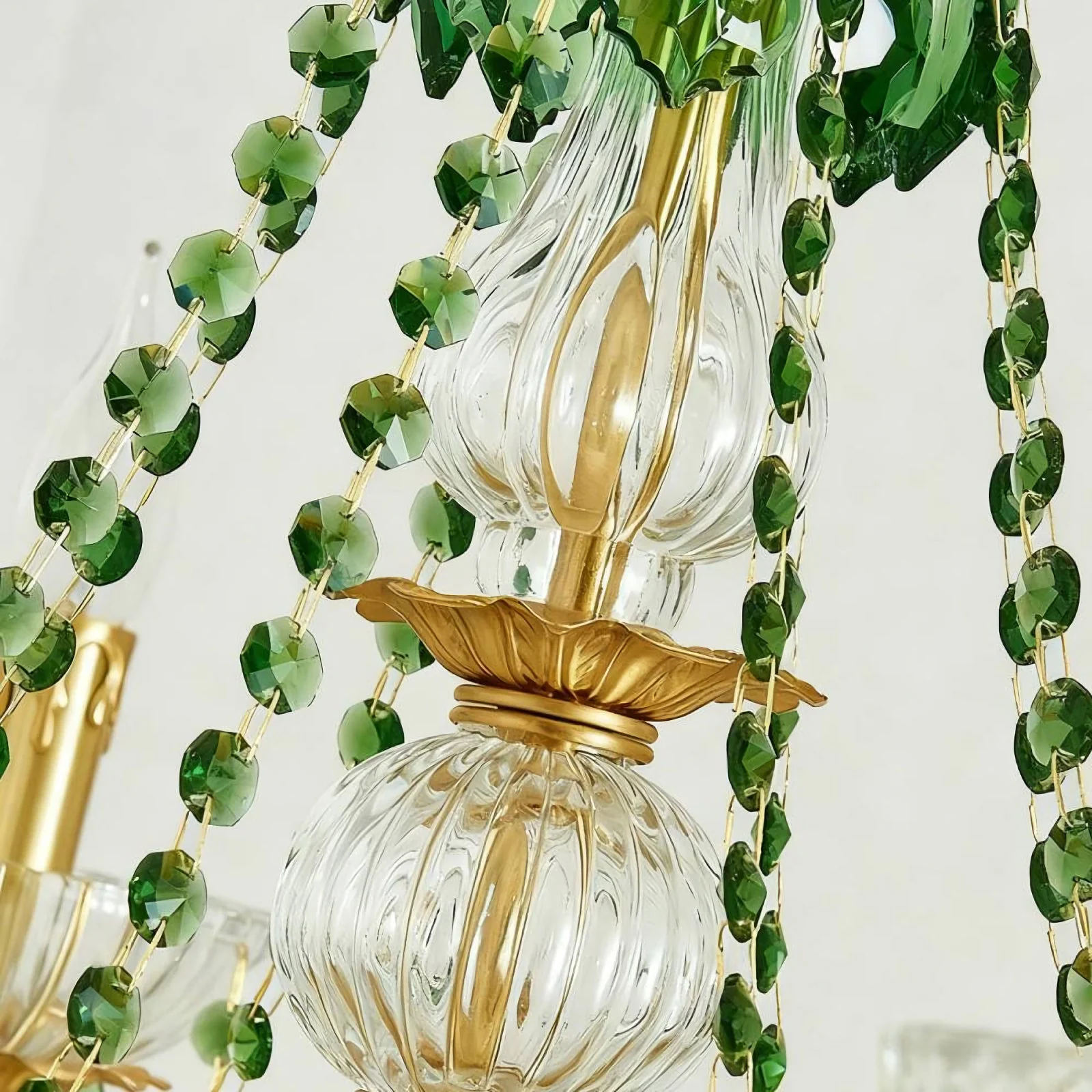 French Retro Green Crystal Chandelier - Image 9