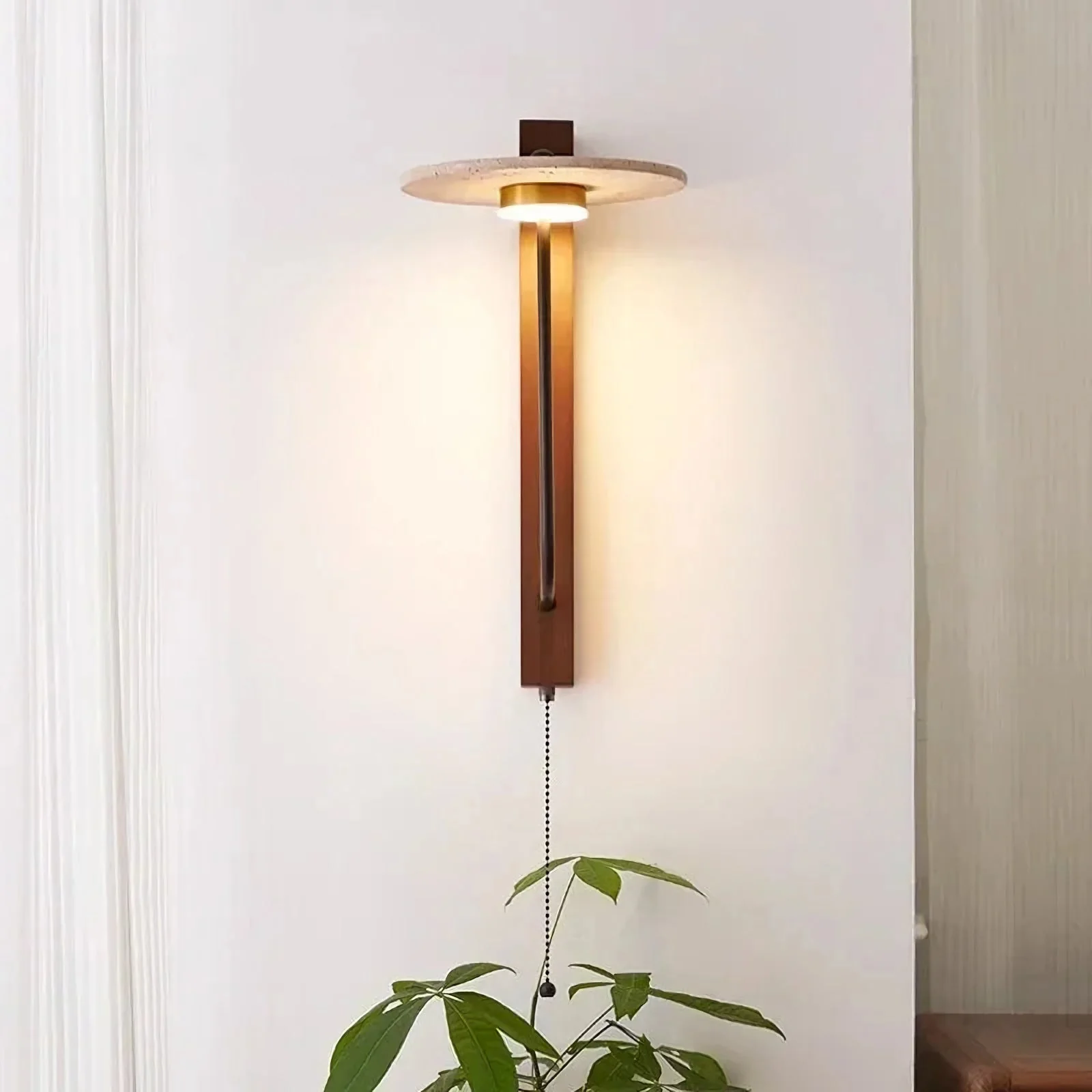 French Yellow Travertine Wall Lamp - Image 3