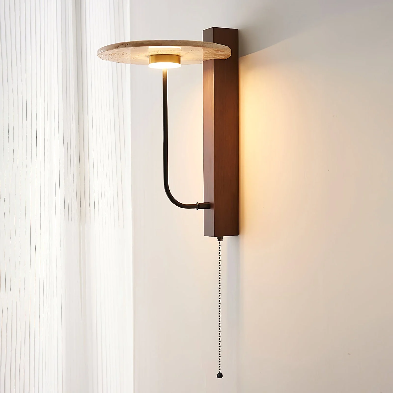 French Yellow Travertine Wall Lamp - Image 5
