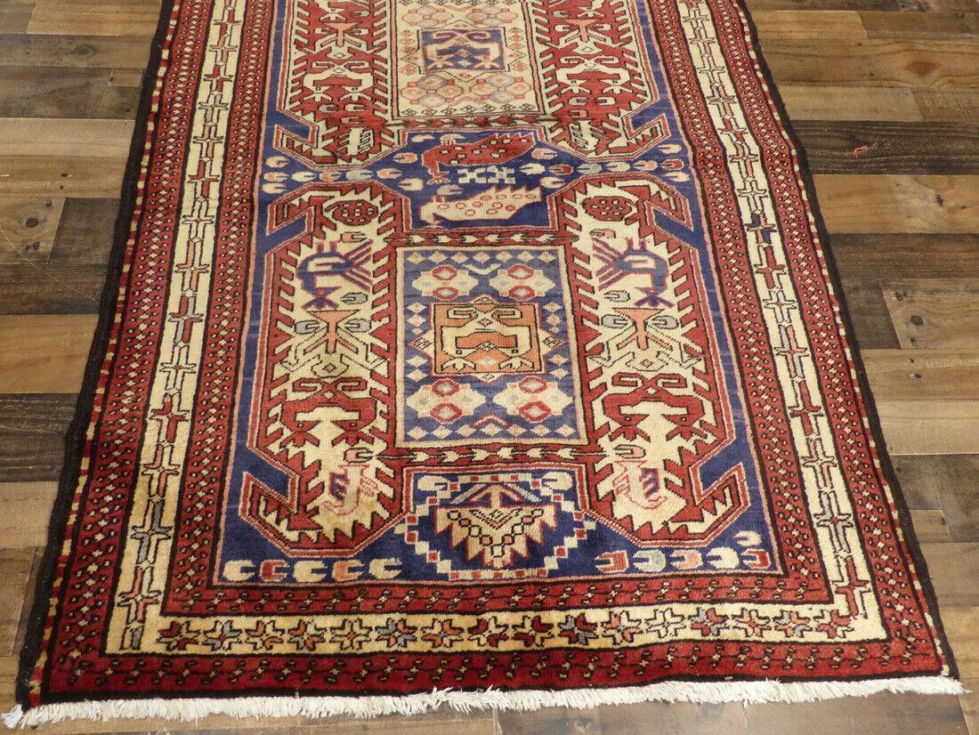 Geometric Meshkin Persian Vintage Runner Rug Handmade Wool Carpet - 4'0"x 10'4" - Image 10