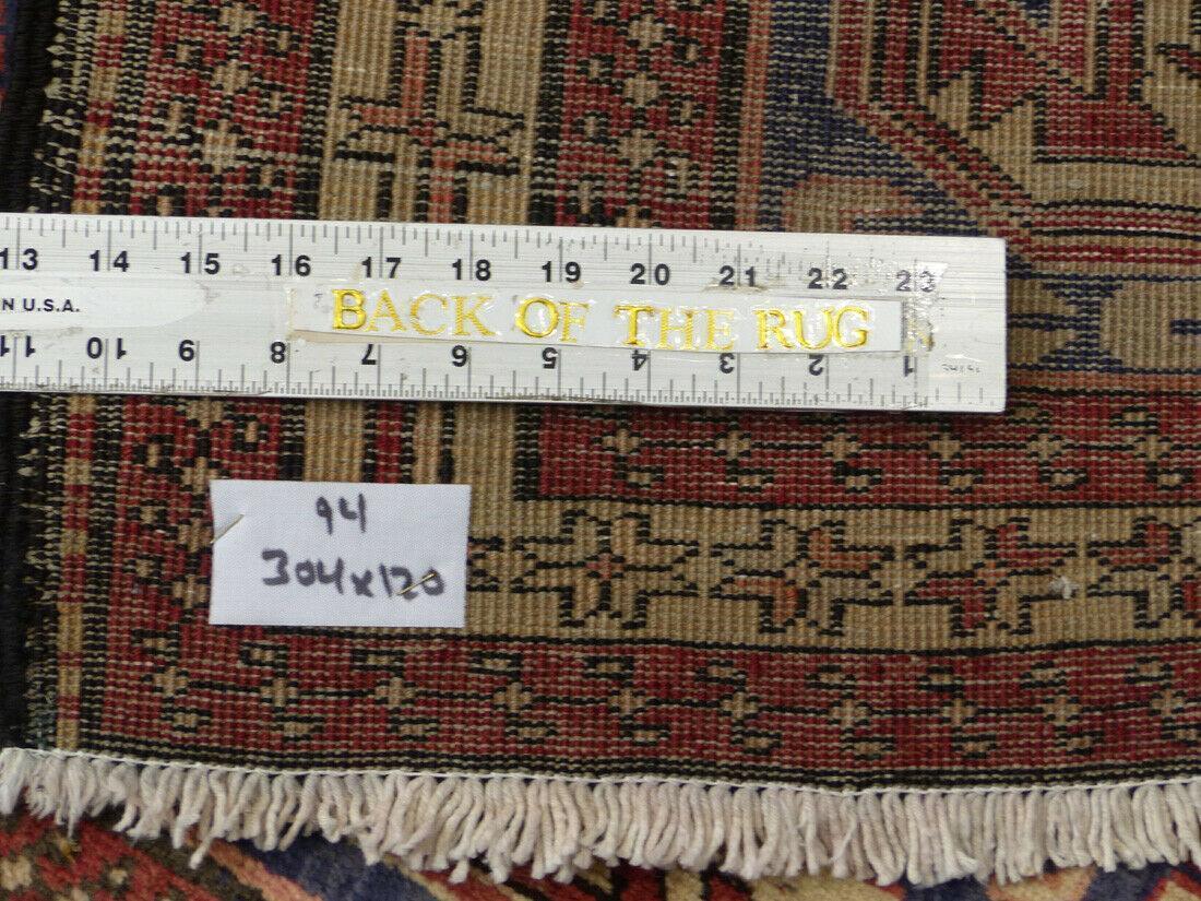 Geometric Meshkin Persian Vintage Runner Rug Handmade Wool Carpet - 4'0"x 10'4" - Image 13
