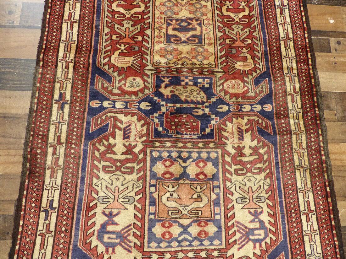 Geometric Meshkin Persian Vintage Runner Rug Handmade Wool Carpet - 4'0"x 10'4" - Image 5