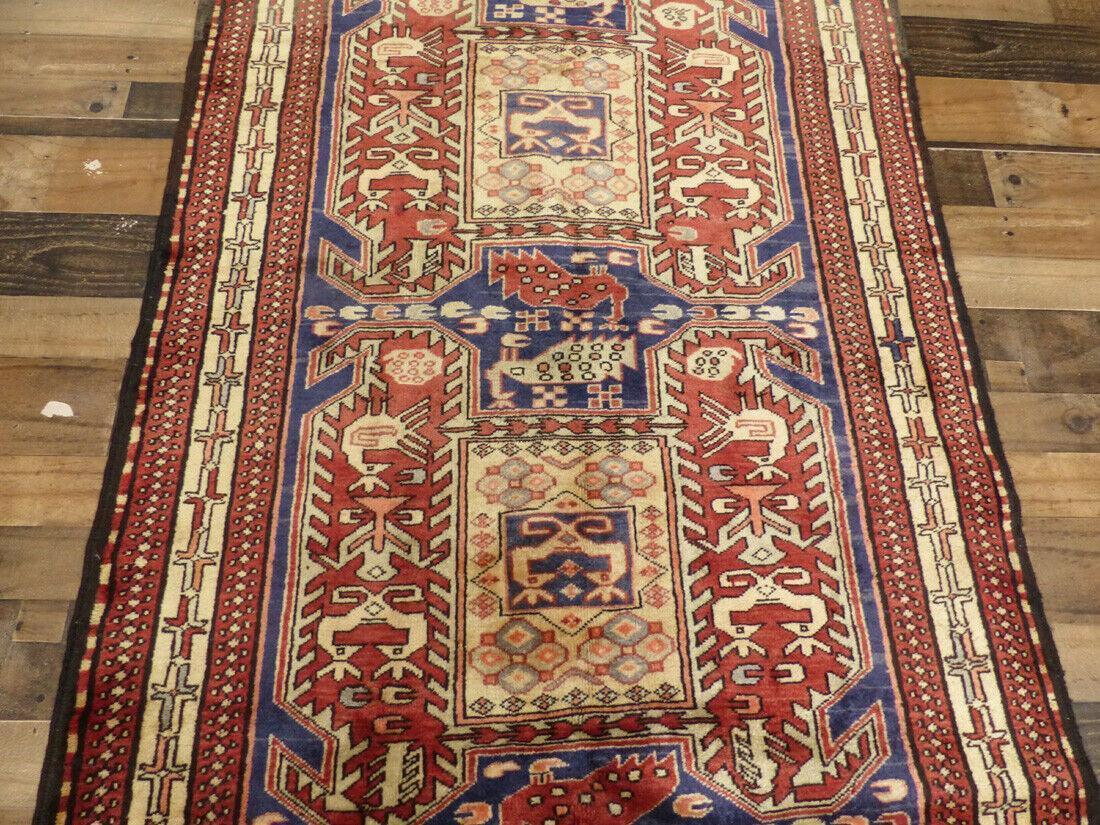 Geometric Meshkin Persian Vintage Runner Rug Handmade Wool Carpet - 4'0"x 10'4" - Image 6