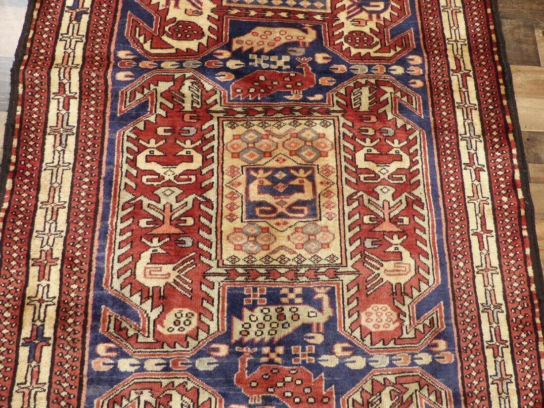 Geometric Meshkin Persian Vintage Runner Rug Handmade Wool Carpet - 4'0"x 10'4" - Image 8