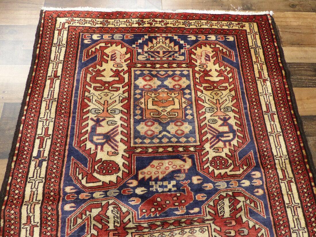 Geometric Meshkin Persian Vintage Runner Rug Handmade Wool Carpet - 4'0"x 10'4" - Image 9