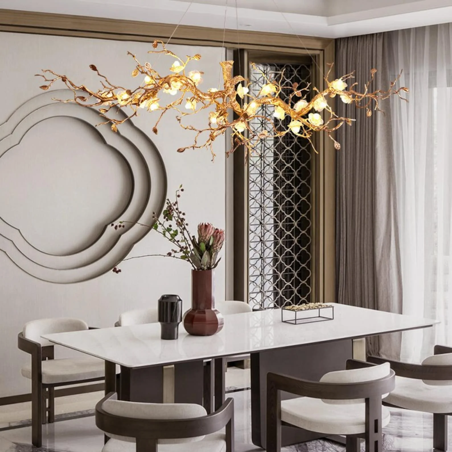 Glass Flower Tree Branch Chandelier - Image 5