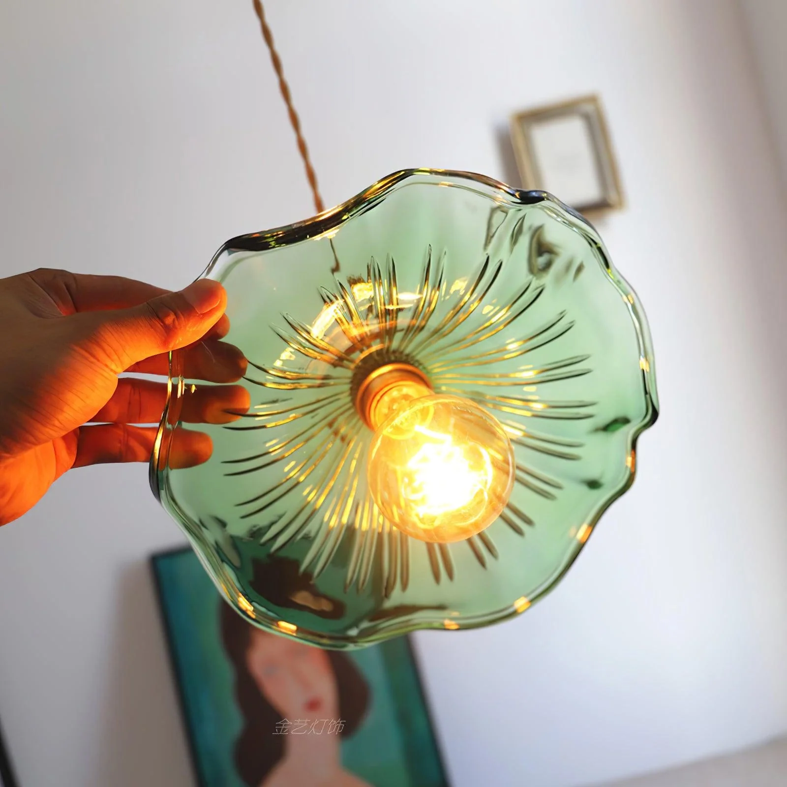 Glass Hibiscus Flower Pendant Light - Image 15