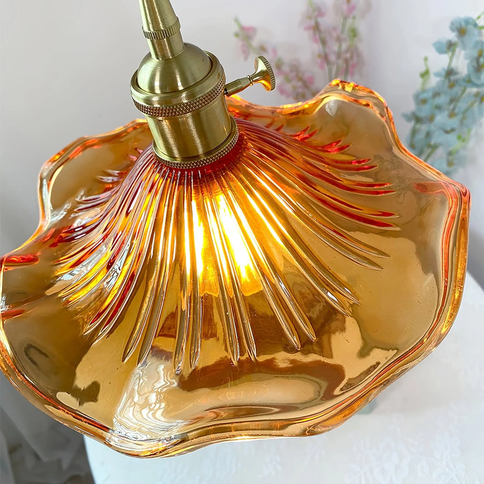Glass Hibiscus Flower Pendant Light - Image 19