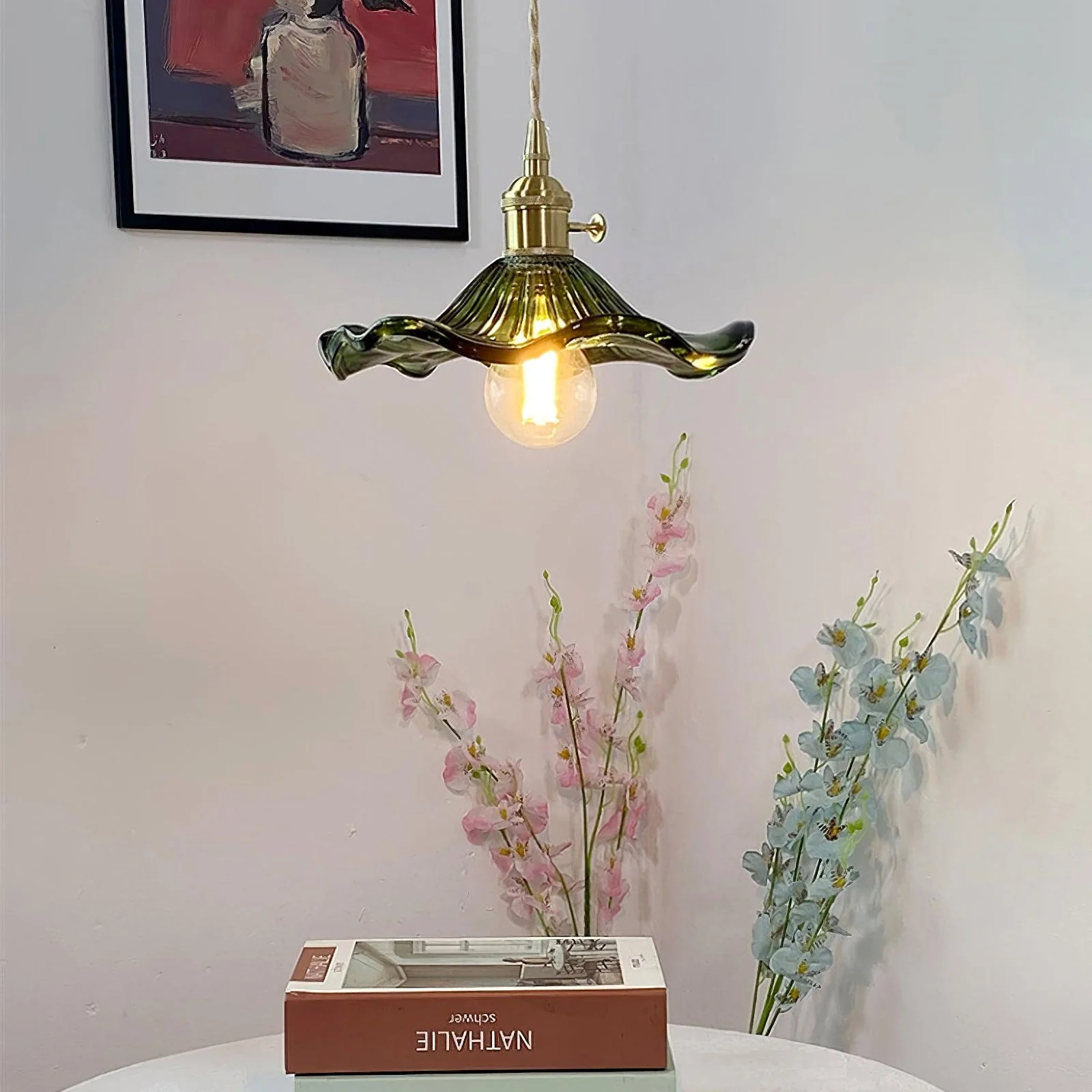 Glass Hibiscus Flower Pendant Light - Image 2