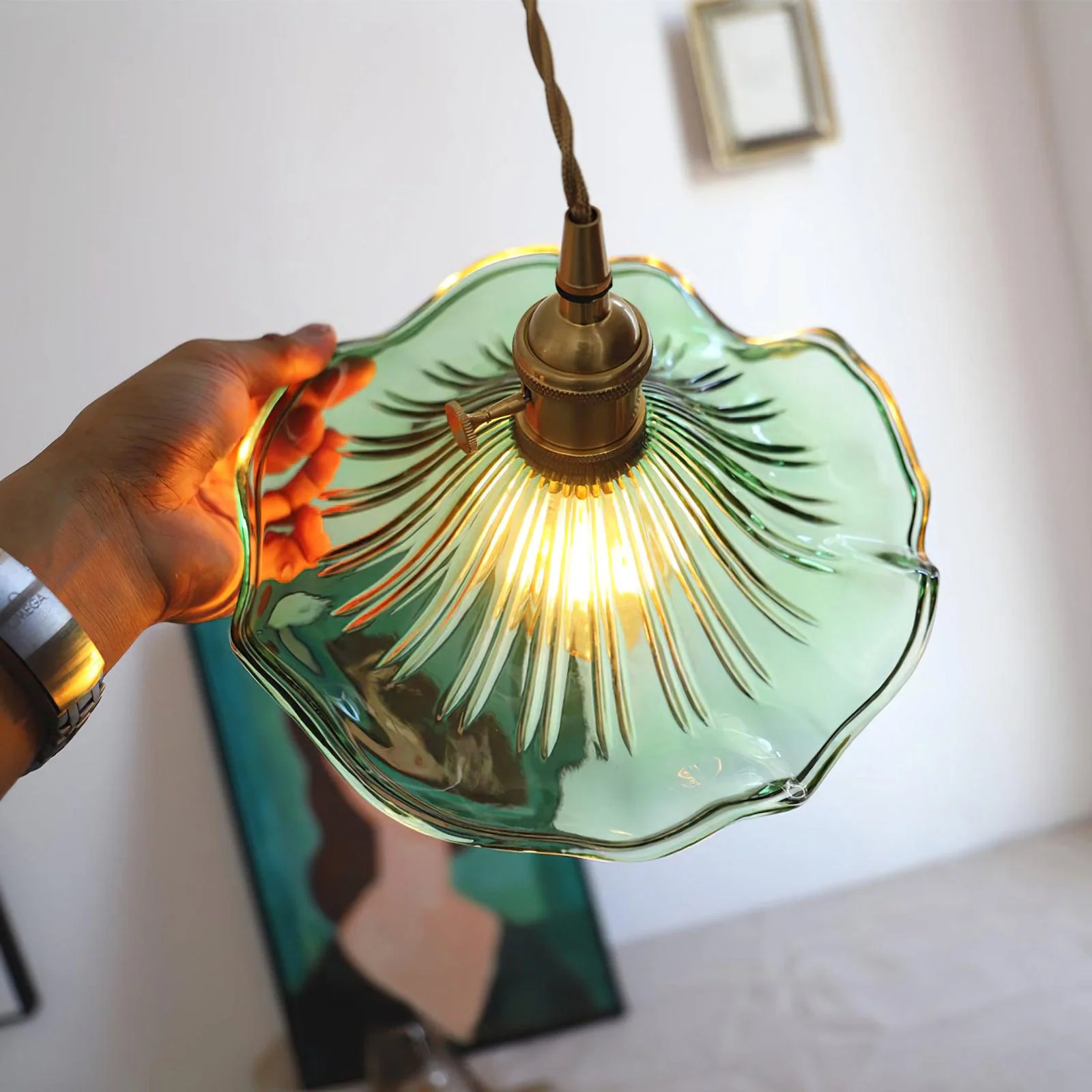 Glass Hibiscus Flower Pendant Light - Image 21