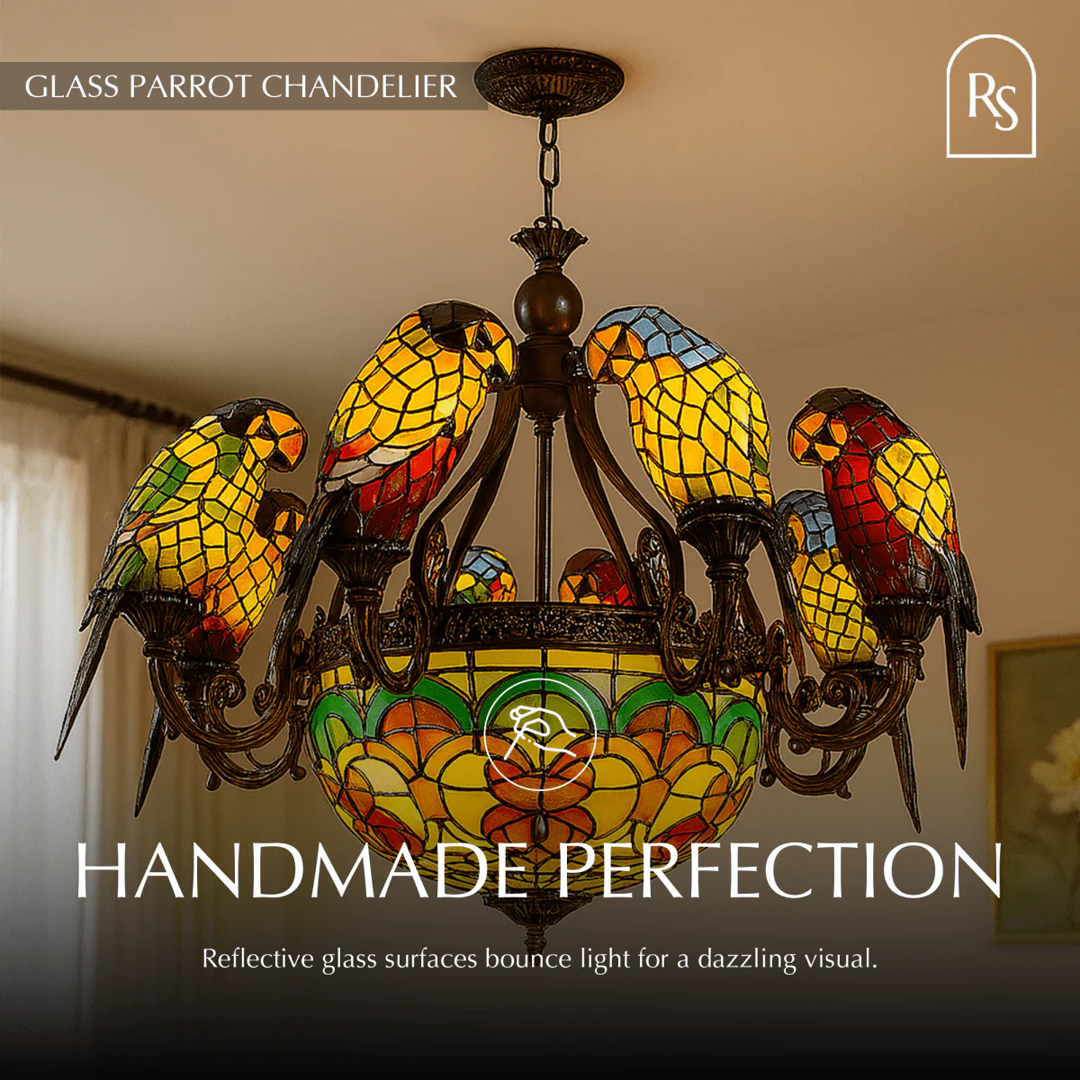 Glass Parrot Chandelier - Image 10