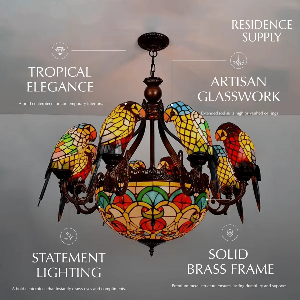 Glass Parrot Chandelier - Image 5