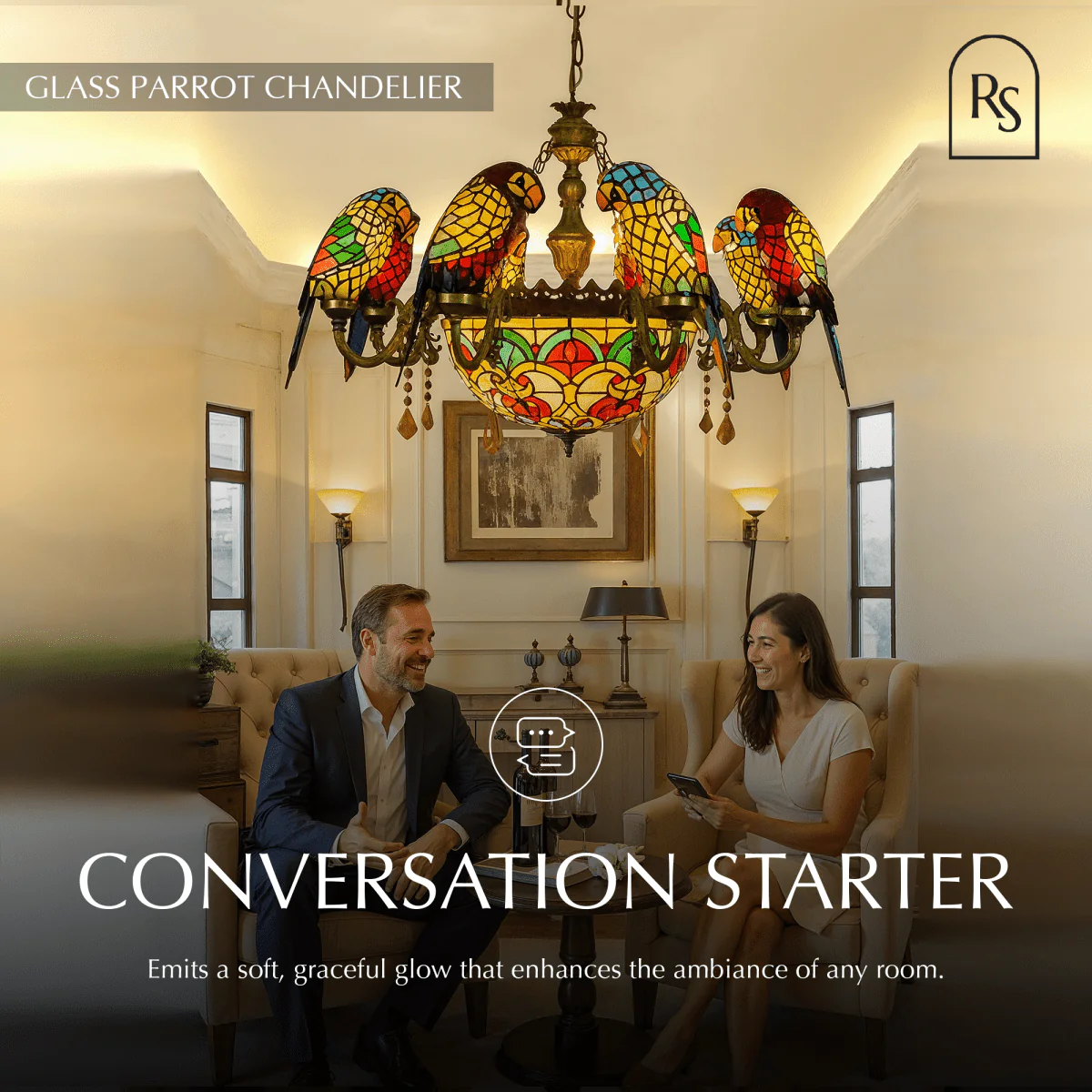 Glass Parrot Chandelier - Image 9