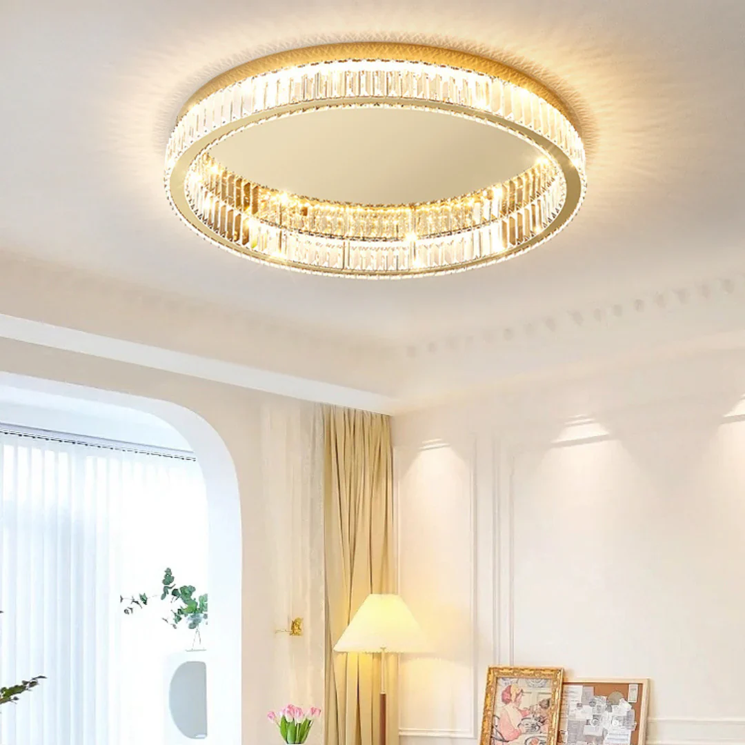 Gold Round Crystal Ceiling Light - Image 10