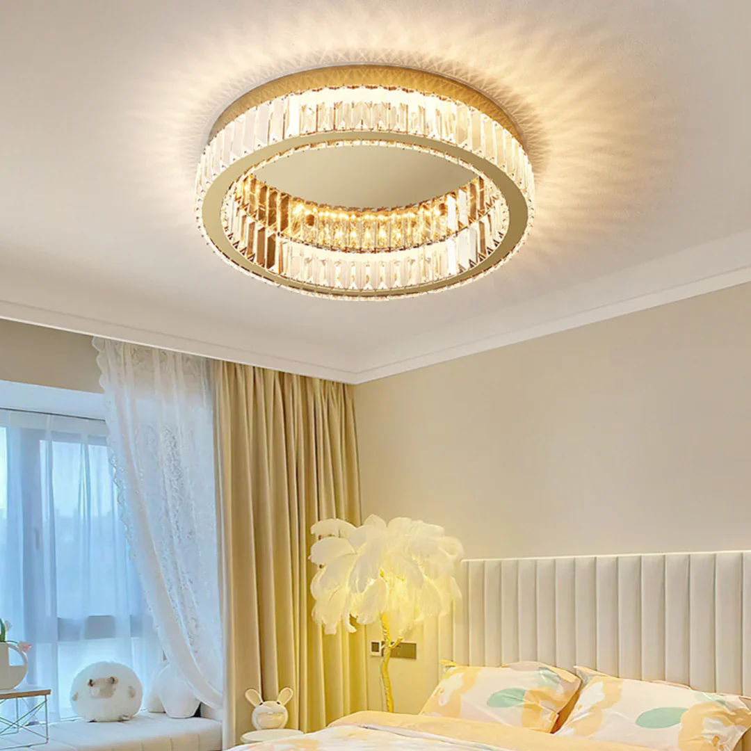 Gold Round Crystal Ceiling Light - Image 11