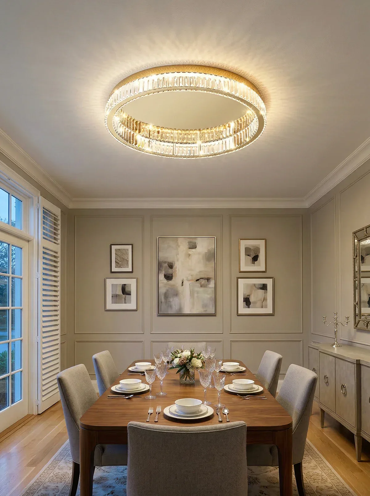 Gold Round Crystal Ceiling Light - Image 13