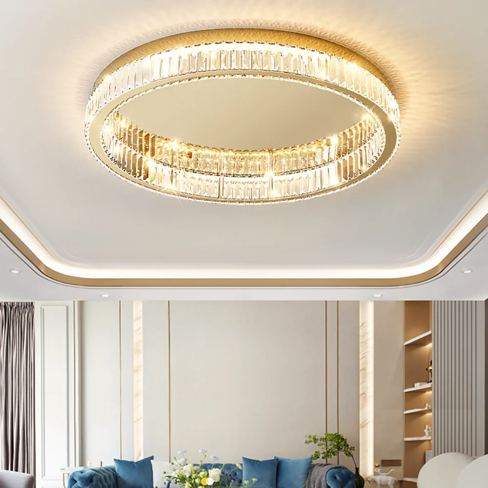 Gold Round Crystal Ceiling Light - Image 3