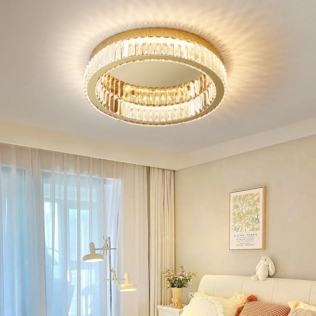 Gold Round Crystal Ceiling Light - Image 4
