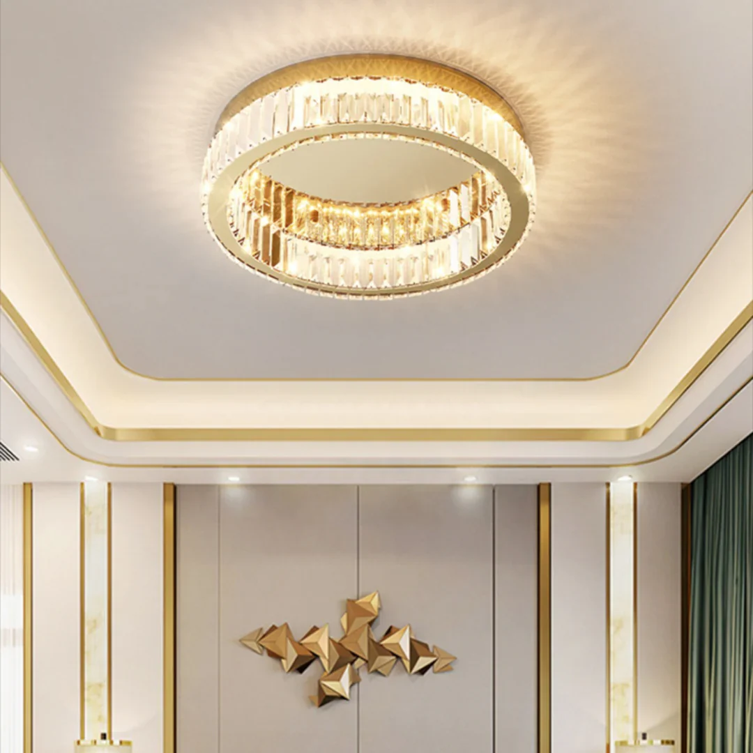Gold Round Crystal Ceiling Light - Image 6