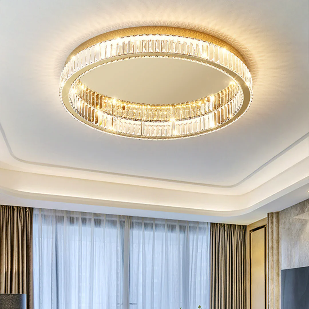 Gold Round Crystal Ceiling Light - Image 7