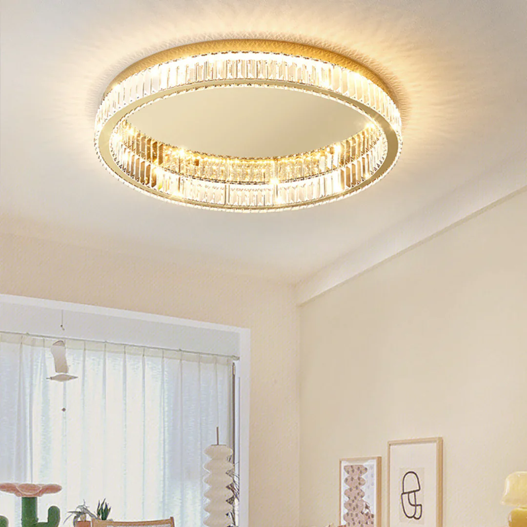 Gold Round Crystal Ceiling Light - Image 8