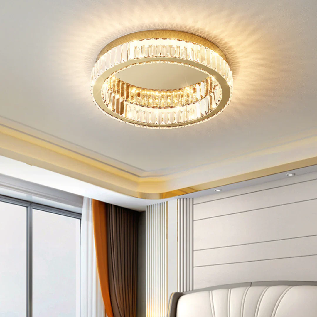 Gold Round Crystal Ceiling Light - Image 9