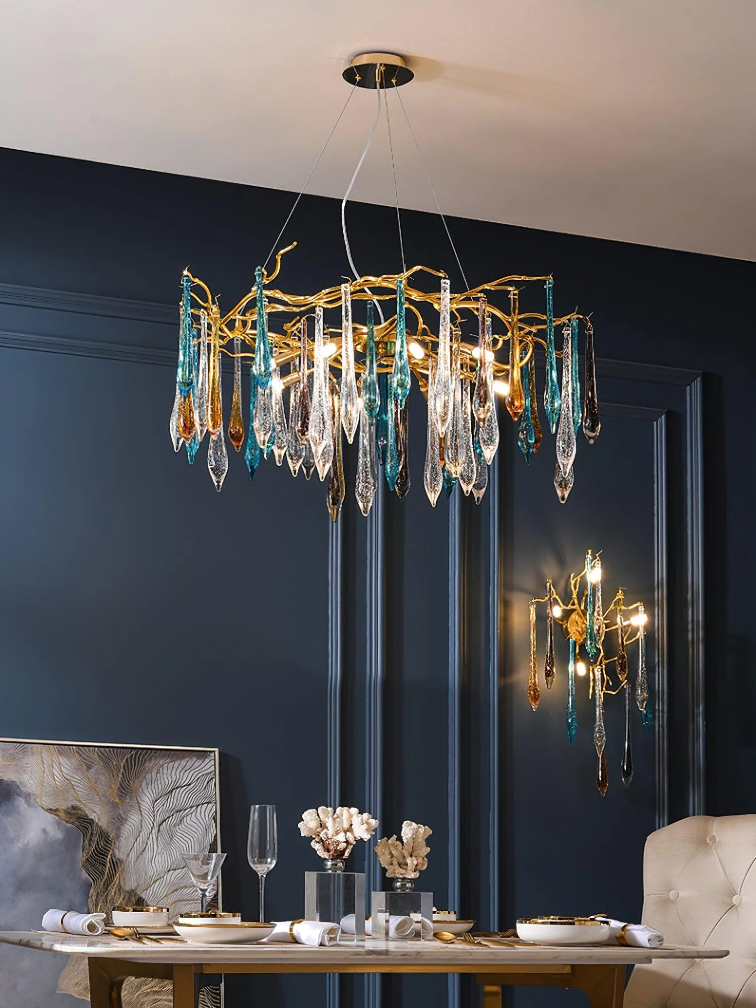 Gold Round Teardrop Chandelier - Image 7