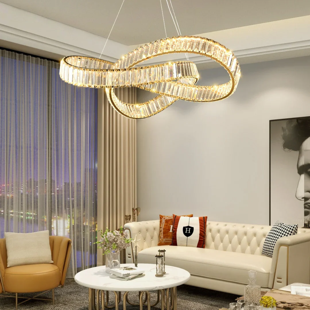 Golden Ring Round Crystal Chandelier - Image 10